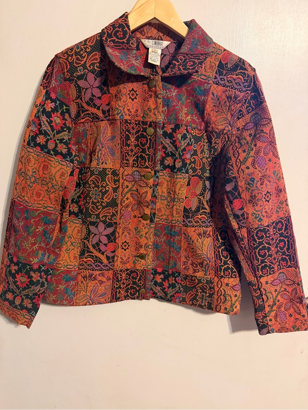 Stonebridge Signature Tapestry Patchwork Jacket Small Boho Jacquard Floral - Picture 3 of 11